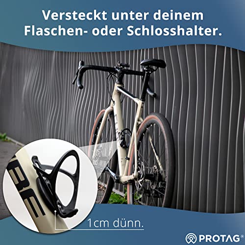 ProTag - Soporte universal para bicicleta AirTag (incluye tornillos de seguridad, con o sin portabotellas, localización GPS de tu bicicleta, protección antirrobo