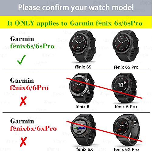 Protector de pantalla para Garmin Fenix 6S / 6S Pro / 6S Sapphire GPS Watch + tapones de silicona antipolvo, iDaPro vidrio templado antiarañazos, sin burbujas