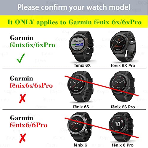 Protector de pantalla para Garmin Fenix 6X Pro / 6X Pro / 6X Pro Solar / 6X Watch + tapones de silicona antipolvo, iDaPro vidrio templado antiarañazos, sin burbujas