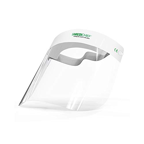 Protector Facial/Visor Facial Premium Medichief (Paquete de 10 Unidades) Visor Facial Completo, Protector Facial Transparente con Protección Antiempaño, Protector Facial de Seguridad Aprobado (MFS1)