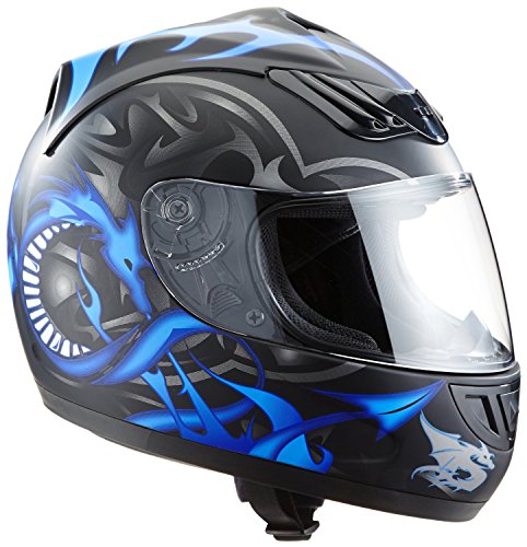 Protectwear Casco de moto azul mate del dragón H-510-11-BL Tamaño S