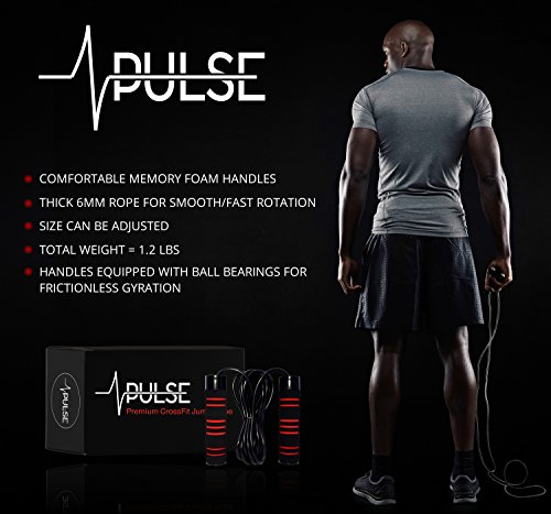 Pulse - Cuerda de saltar con peso (450 gr), con mango de espuma viscoelástica y cable de velocidad pesado, para Crossfit, boxeo y artes marciales mixtas.