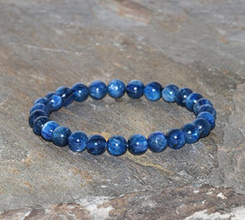 Pulsera de Cianita Azul de 6 mm Pulsera de Piedras Preciosas Naturales Azules Cianita Azul Cielo Intenso Joyería Yoga Grado AAA Curativa Chakra Pulsera Chakra Pulsera Unisex Minimalista Simple