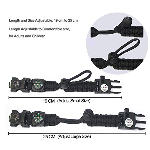 Pulsera Paracord Supervivencia España, Camuflaje Supervivencia Pulsera con Flint + Brújula + Termómetro + Silbato, para Caminatas en Canchas de Camping u Otras Actividades al Aire Libre