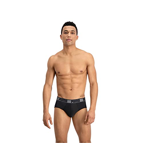 PUMA Active Brief 2p Packed Ropa Interior, Gris Grey Yellow, L (Pack de 2) para Hombre