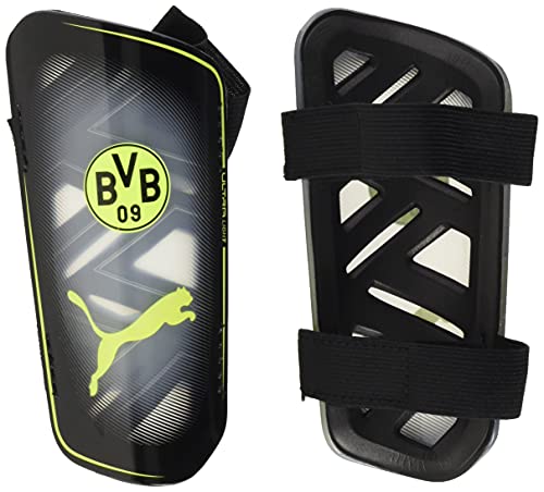 PUMA BVB Ultra Light Strap Guard Shinguards, Unisex-Adult, Black-Safety Yellow, M