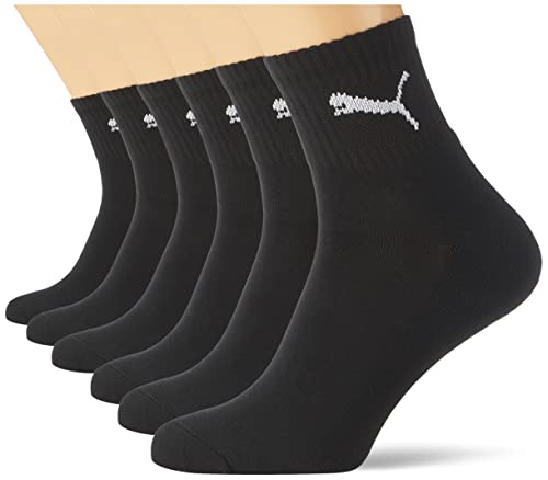 PUMA Calcetines deportivos cortos para hombre con suela de rizo (6 pares), Negro , 39-42