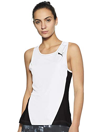 Puma Cross The Line Singlet W Camiseta De Tirantes, Mujer, White Black, M