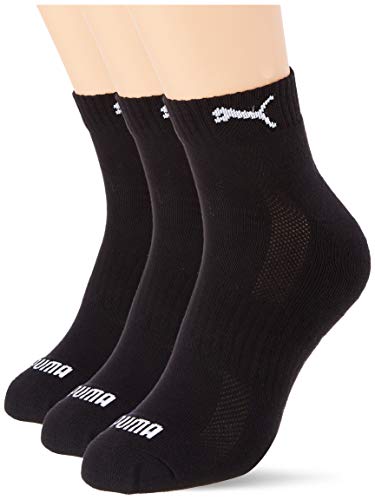 PUMA Cushioned Quarter Socks (3 Pack) Calcetines, negro, 43-46 Unisex Adulto