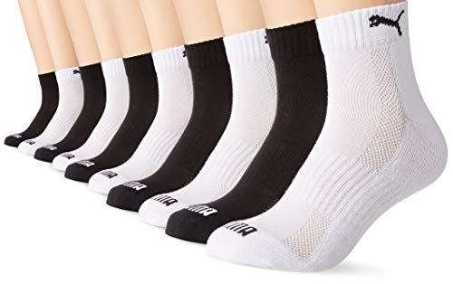 PUMA Cushioned Quarter Socks (5 Pack) Calcetines, Blanco/Negro, 39-42 (Pack de 5) Unisex Adulto