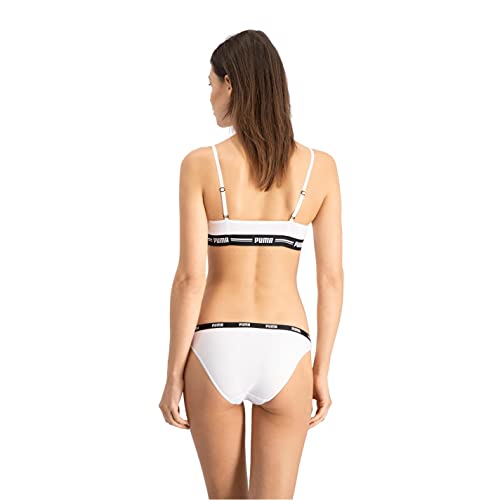 PUMA Iconic Women's Bikini Underwear (2 Pack) Ropa Interior, Blanco/Blanco, M (Pack de 2) para Mujer