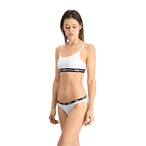 PUMA Iconic Women's Bikini Underwear (2 Pack) Ropa Interior, Blanco/Blanco, M (Pack de 2) para Mujer