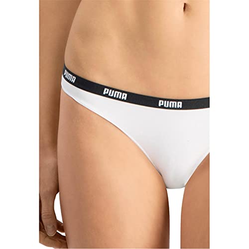 PUMA Iconic Women's Bikini Underwear (2 Pack) Ropa Interior, Blanco/Blanco, M (Pack de 2) para Mujer