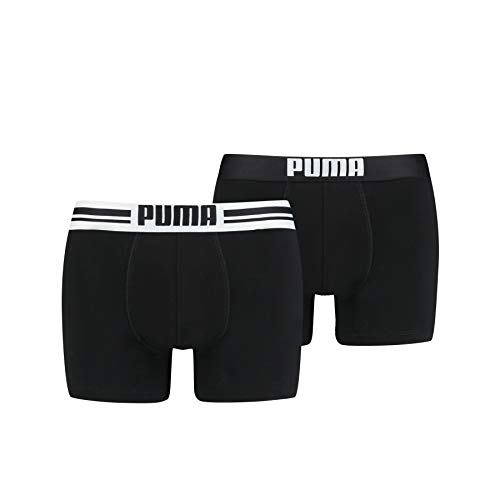 Puma Placed Logo - Pack de 2 bóxers para hombre, color negro, talla S