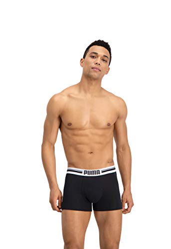 Puma Placed Logo - Pack de 2 bóxers para hombre, color negro, talla XL