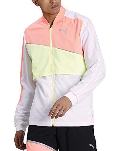 PUMA Run Ultra Jacket Sudadera, Hombre, White/nrgy Peach/Fizzy Yellow, L