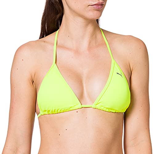 PUMA Swim Women's Triangle Bikini Top Parte Superior, Amarillo, XS para Mujer