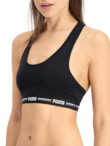 PUMA Women Racer Back Top 1P Hang Sujetador Deportivo, Black, XS para Mujer