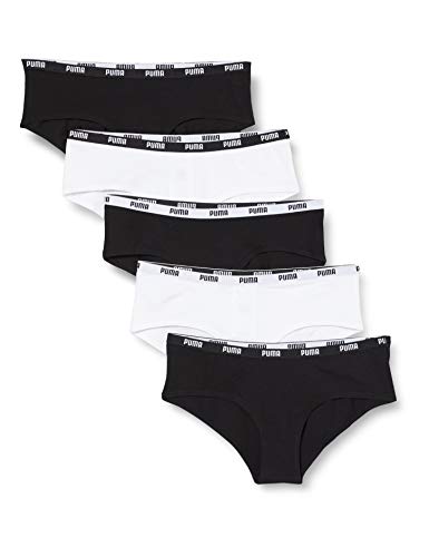 PUMA Women's Hipster (5 Unidades) Bragas, Blanco/Negro, XL (Pack de 5) para Mujer