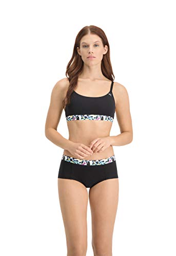 PUMA Women's Printed Mini Short (2 Pack) Ropa Interior, Negro Combo, L para Mujer