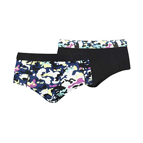 PUMA Women's Printed Mini Short (2 Pack) Ropa Interior, Negro Combo, L para Mujer