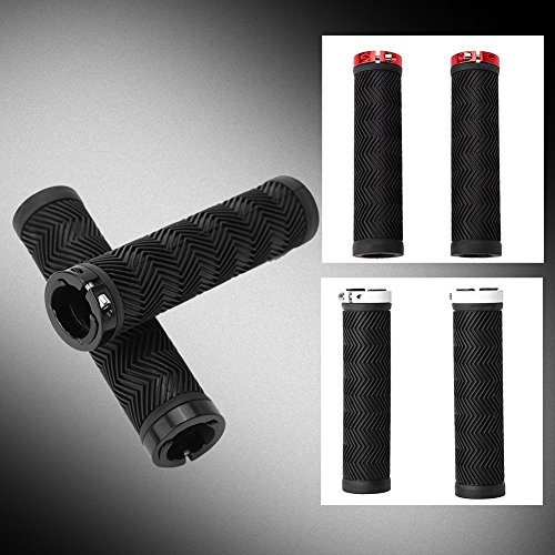 Puños de Bicicleta Manillar para Bici de Goma Antideslizante con Tapones para BMX MTB Ciclismo ( Color : Negro )