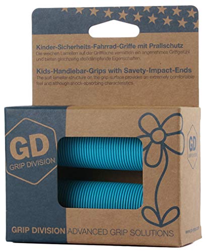 Puños para bicicleta para niños con protección de impacto de seguridad de GD Grip Division , color azul, tamaño 100 x 43 mm, 0.13