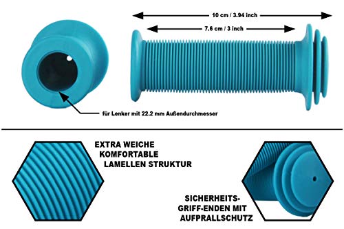 Puños para bicicleta para niños con protección de impacto de seguridad de GD Grip Division , color azul, tamaño 100 x 43 mm, 0.13