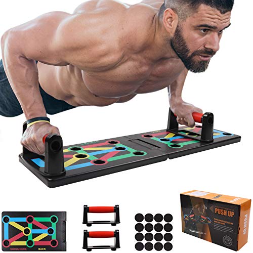 Push Up Rack Board 12 en 1, tablero de rack de push-up portátil plegable, soportes multifuncional para lagartijas de fitness codificados por colores, para muscular al aire libre, ejercicio físico
