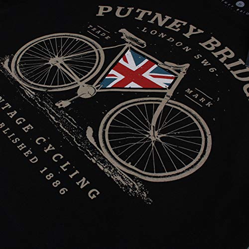 Putney Bridge Vintage Cycling Camiseta, Negro, S para Hombre