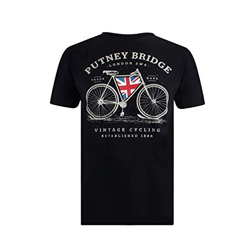 Putney Bridge Vintage Cycling Camiseta, Negro, S para Hombre
