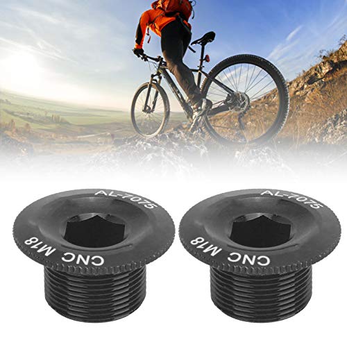 Pwshymi 2 uds M18 Tapa de Rosca de Tapa de manivela de Bicicleta a Prueba de Polvo Piezas de aleación de Aluminio Impermeables para bielas integradas Huecas Prowheel(M18 Negro)