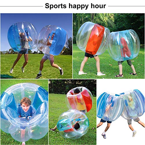 Qdreclod Pelota de Burbuja, 1.2M Bola Hinchable Pelota Humana Colisión Bubble Ball Bola de Parachoques Inflable de Zorb para los Niños y Adultos Inflatable Bumper Ball (Azul Blanco)