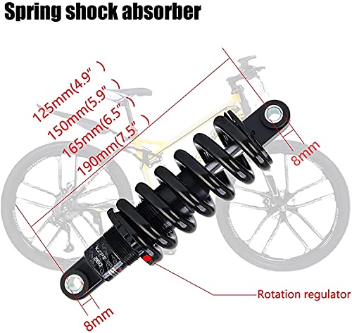 QDY -Amortiguador De Parachoques De Suspensión Trasera De Bicicleta De Montaña 125Mm / 150Mm Piezas De Bicicleta Amortiguador Trasero,165mm,1000 Lbs