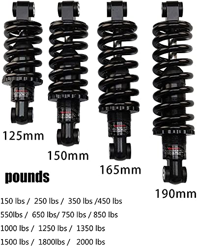 QDY -Amortiguador De Parachoques De Suspensión Trasera De Bicicleta De Montaña 125Mm / 150Mm Piezas De Bicicleta Amortiguador Trasero,165mm,1000 Lbs