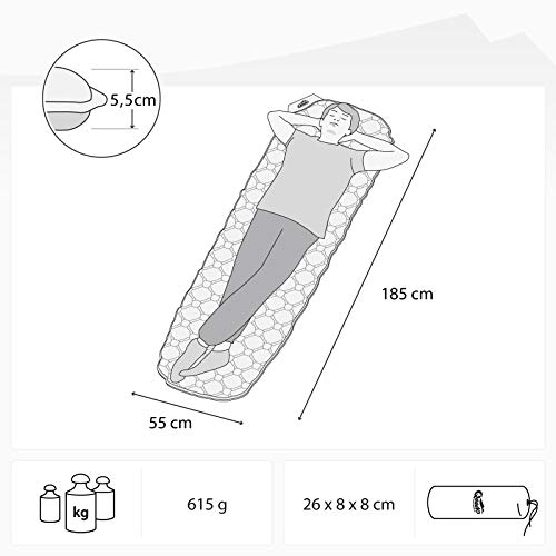 Qeedo Light Pad colchoneta Camping, Esterilla Hinchable, Ligera 500g, y Saco Inflable