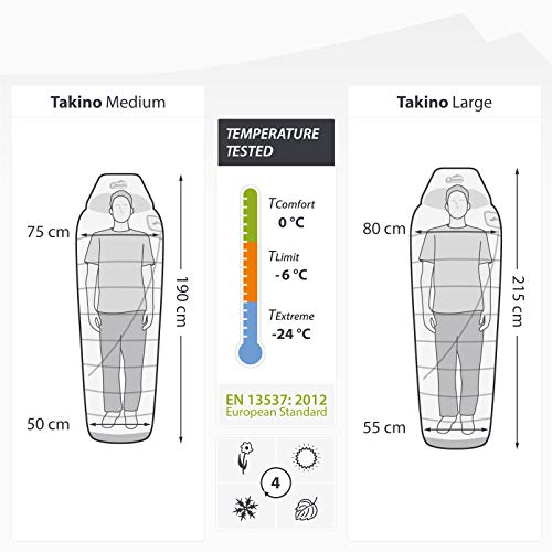 Qeedo Takino Saco de dormir de plumón, 4 estaciones, cálido, pequeño y ligero - gris [tamaño Large]