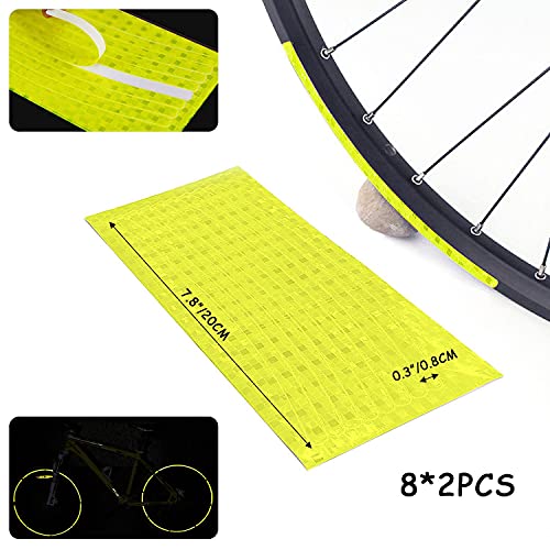 QEEQPF Juego de 2 fundas reflectantes para casco de bicicleta + 16 pegatinas reflectantes llamativas y fundas para casco de bicicleta para excursiones, viajes y viajes