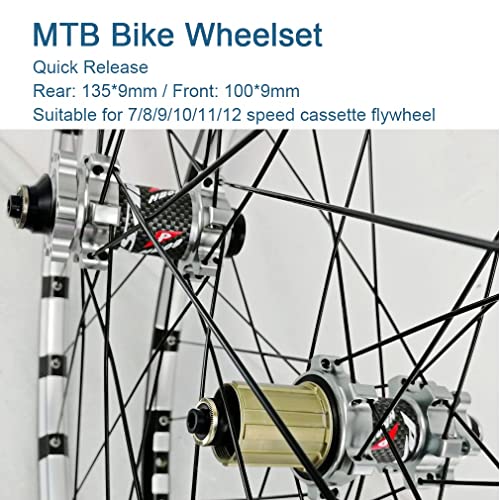 QHY MTB Juego Ruedas Bicicleta 26/27.5/29 Pulgadas QR Freno De Disco Llanta Doble Pared Ciclismo Ruedas MTB para Cassette de 7-12 velocidades 1750g (Color : Silver, Size : 27.5in)