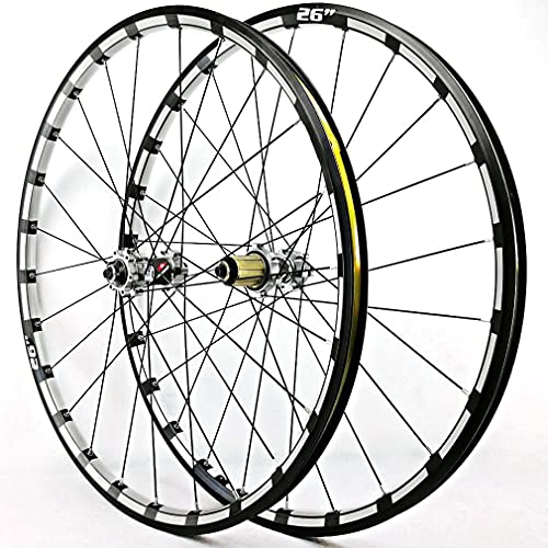 QHY MTB Juego Ruedas Bicicleta 26/27.5/29 Pulgadas QR Freno De Disco Llanta Doble Pared Ciclismo Ruedas MTB para Cassette de 7-12 velocidades 1750g (Color : Silver, Size : 27.5in)