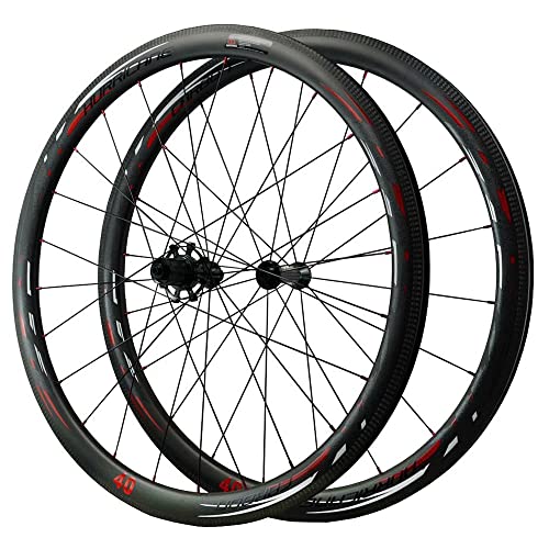 QHY Ruedas 700C Carbono Bicicletas de Carretera Rueda 40/50/55mm Clincher tubeless Carbono Juego de Ruedas Freno C/V QR Juego de Ruedas de Bicicleta 7-8-9-10-11-12 Velocidad 1600g