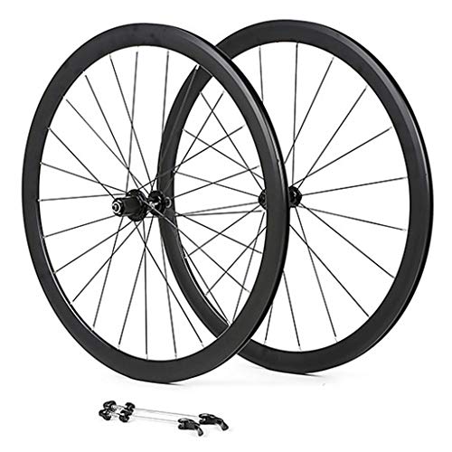 QHY Ruedas Juego Ruedas Bicicleta 700C Llanta Doble Pared 36mm Freno Llanta 8/9/10/11 Velocidad Cassette Hub QR Rueda Bicicleta Carretera 2150g (Color : Black)