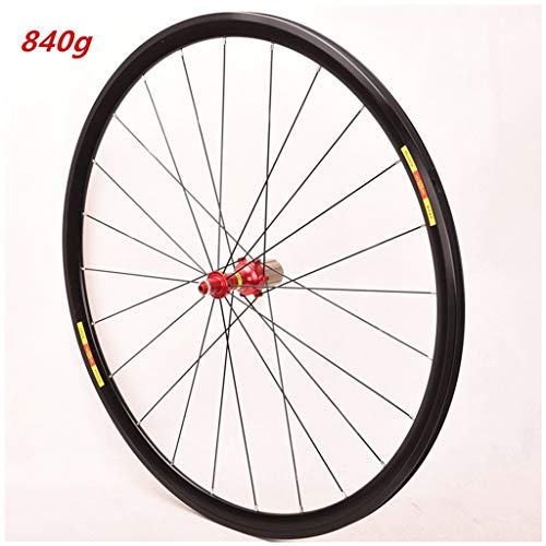 QHY Ruedas Rueda Trasera Bicicleta Carretera 700c Llantas Doble Pared 28" Liberación Rápida Freno C/V 24h 8-11 Velocidad Volante Cassette (Color : Red hub)