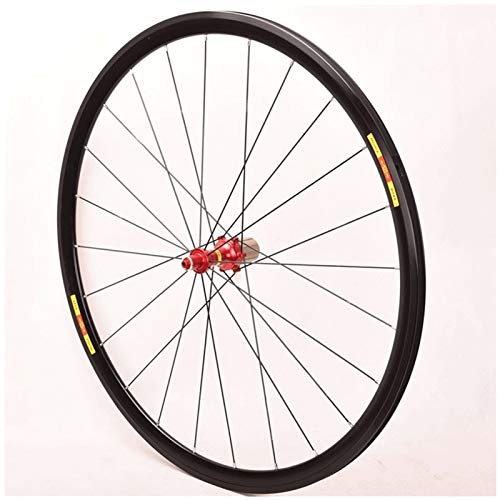 QHY Ruedas Rueda Trasera Bicicleta Carretera 700c Llantas Doble Pared 28" Liberación Rápida Freno C/V 24h 8-11 Velocidad Volante Cassette (Color : Red hub)