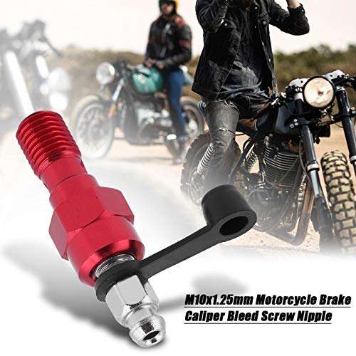 Qii lu M10x1.25mm Cilindro de freno de la motocicleta Calibrador Tornillo de purga Pezón Banjo Perno + Tapa antipolvo(rojo)