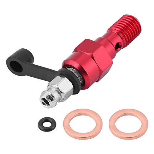 Qii lu M10x1.25mm Cilindro de freno de la motocicleta Calibrador Tornillo de purga Pezón Banjo Perno + Tapa antipolvo(rojo)