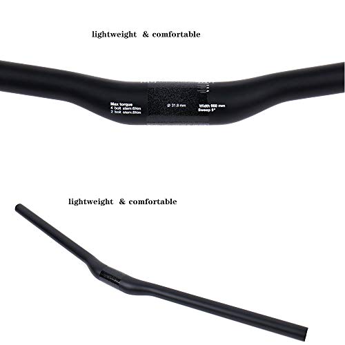 QIKU MTB Manillar de Fibra de Carbono Negro Mate Bikes Manillares (760mm)