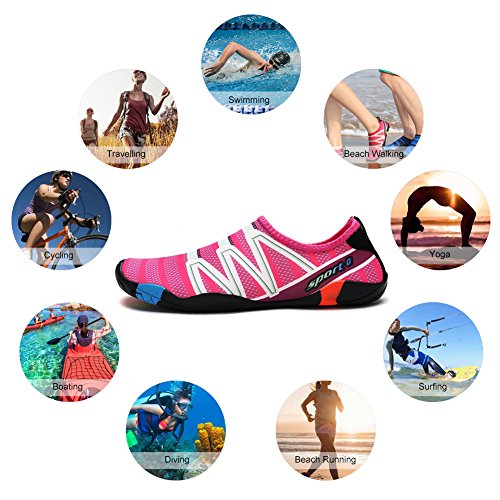 Qimaoo Zapatos de Agua para Buceo Snorkel Surf Piscina Playa Vela Mar Acuáticos Cycling Deportes Yoga Aqua Calzado para Hombre Mujer