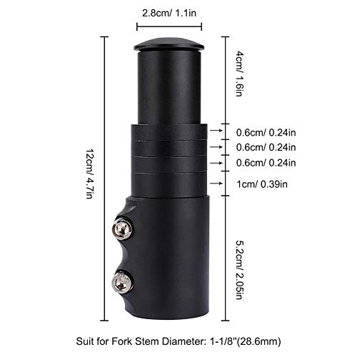 QIMEI-SHOP Elevador de Vástago de Bicicleta Adaptador de Extensor de Manillar de Aleación de Aluminio para Horquilla 1-1/8" 28.6mm para Bicicleta de Montaña de Carretera MTB