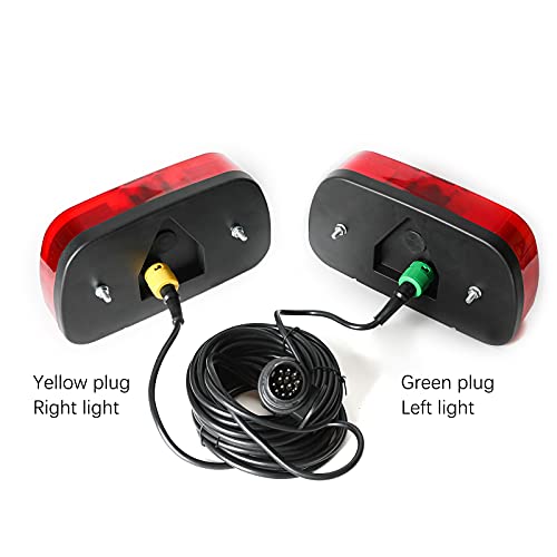 Qiping 2 Pcs Luces para Remolque con E-Mark Homologados - 12 V 24 V Universal - Precableada 13 Pines 5,5 m Cable Conexión de Bayoneta para Remolque de Coche, Portabicicleta, Caravana